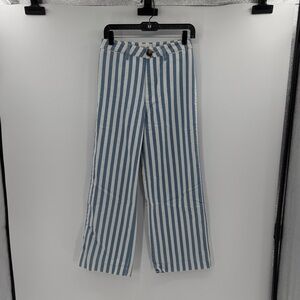 Rollas Women's Old Mate Pant - Bay Blue Stripes High Waisted - 26